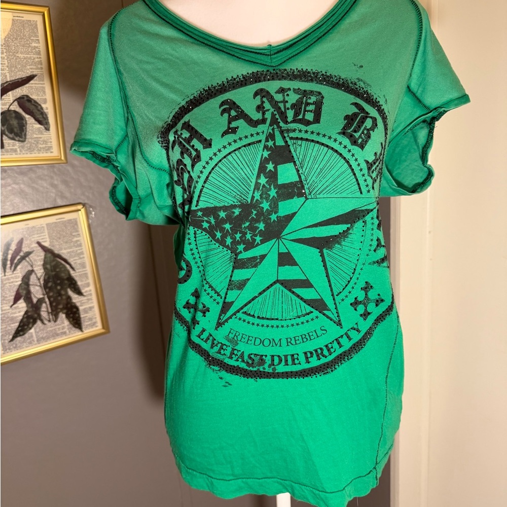 Crash & Burn Vibrant Green Star Graphic Tee